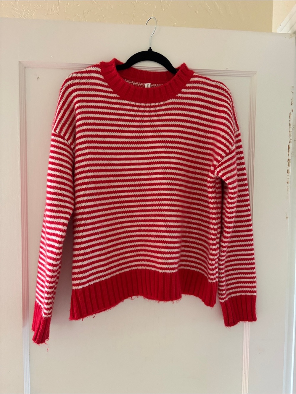 Wishlist Red and White Striped Crewneck Sweater